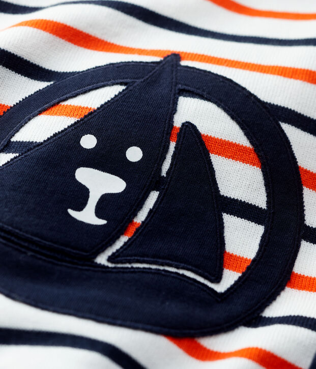 Sweatshirt van molton baby. wit/blauw/oranje