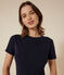Tee-shirt l'Iconique manches courtes en côte unie femme bleu SMOKING