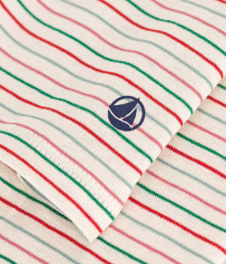 L'ICONIQUE, dames-T-shirt met rolkraag in katoen ecru/multicouleur