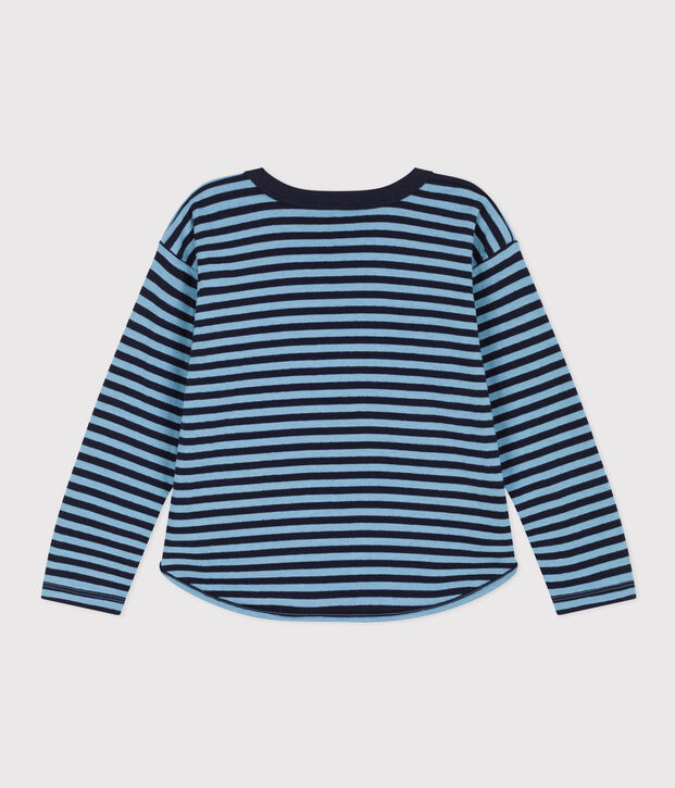 Jongens-T-shirt van tubic met lange mouwen blauw/blauw