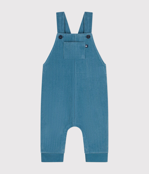 Salopette longue en velours b&eacute;b&eacute; bleu