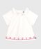 Blouse bébé en popeline de coton manches courtes, brodée cœurs blanc ECUME