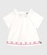 Blouse bébé en popeline de coton manches courtes, brodée cœurs