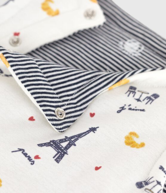 Gilet sans manche réversible bébé en coton imprimé MARSHMALLOW/ ADRIATIC