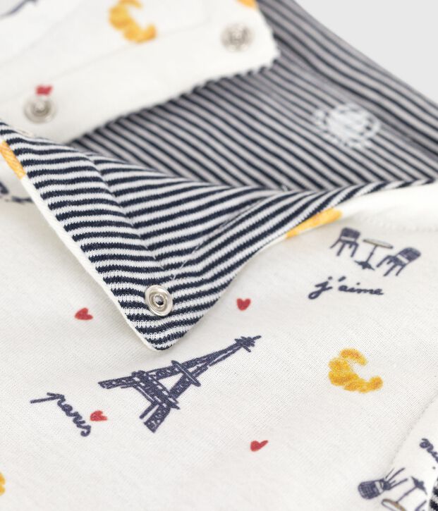 Gilet sans manche r&eacute;versible b&eacute;b&eacute; en coton imprim&eacute; blanc/bleu