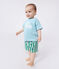 Effen katoenen T-shirt met korte mouwen voor baby's blauw AQUATIC