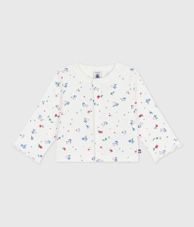 Katoenen babyvestje met bloemenprint wit/multicouleur