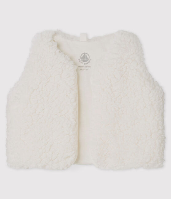 Mouwloze gilet van sherpa babymeisje wit MARSHMALLOW