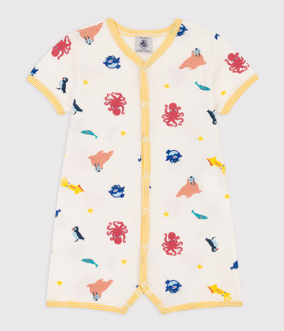 Combinaison courte animaux marins en coton bébé blanc MARSHMALLOW/blanc MULTICO