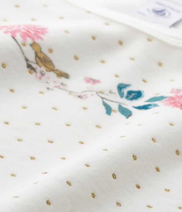 Chemise de nuit fille en bouclette velours blanc/jaune