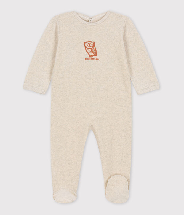 Dors-bien hiboux b&eacute;b&eacute; en velours beige chin&eacute;