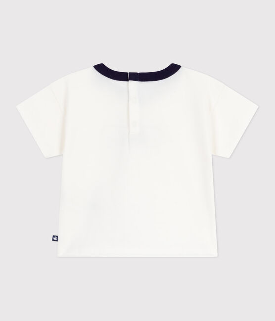 Tee-shirt bébé en coton à manches longues, motif logo vintage blanc MARSHMALLOW