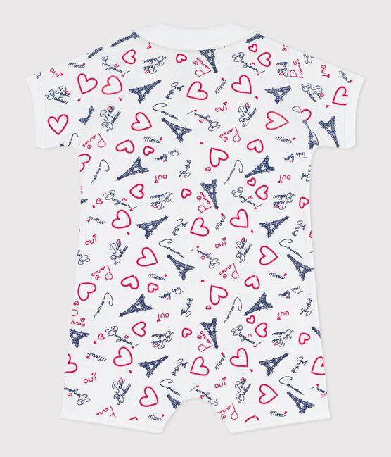 Combinaison courte bébé en coton à col imprimé Paris blanc MARSHMALLOW/blanc MULTICO