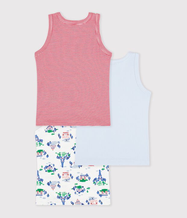 Setje met katoenen kinderhemdjes met print van Parijs multicouleur