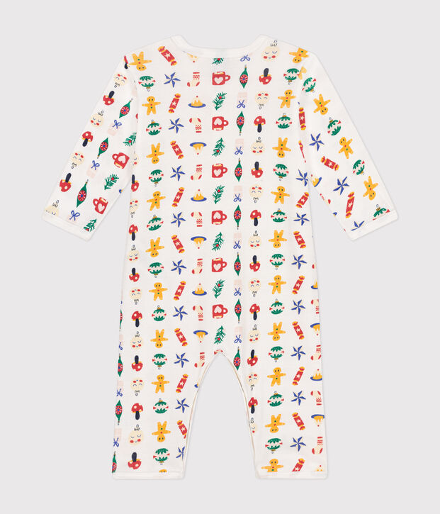 Pyjama sans pieds imprim&eacute; en coton b&eacute;b&eacute; blanc/multicouleur
