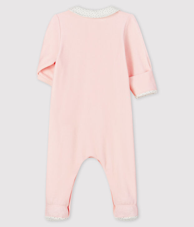 Dors-bien rose &agrave; col b&eacute;b&eacute; en velours de coton biologique rose clair