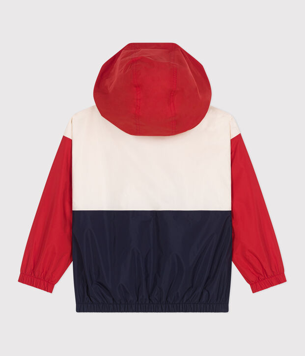 Coupe-vent enfant avec capuche r&eacute;tractable &eacute;cru/multicouleur
