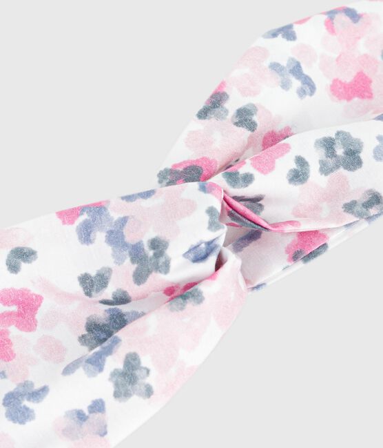 Poplin haarband met bloemenprint voor baby's roze CHARME/wit MULTICO