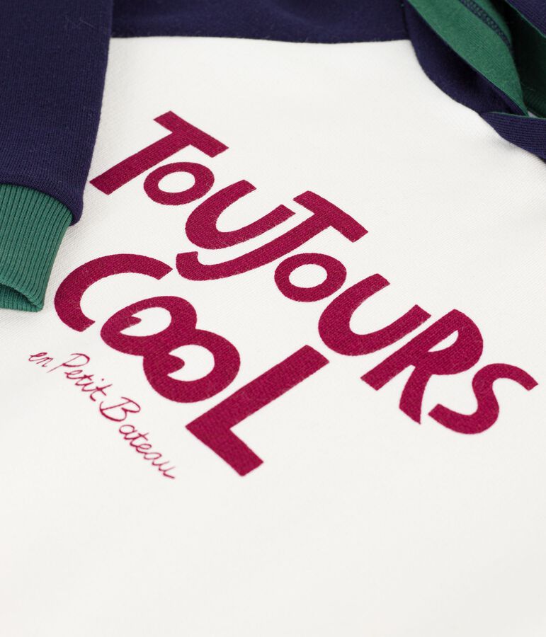 Sweatshirt enfant en coton imprim&eacute; &eacute;cru/multicouleur