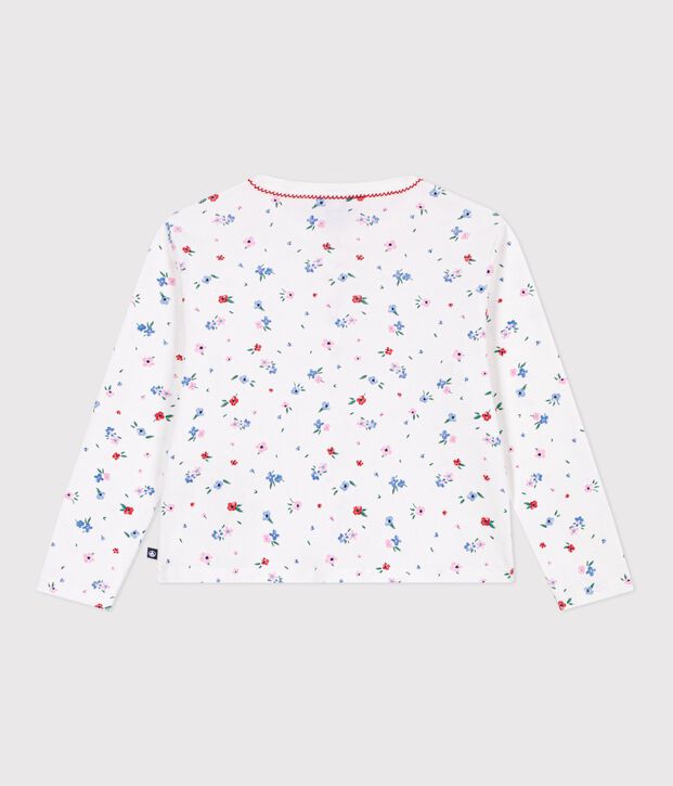 Katoenen cardigan met bloemenprint voor kinderen wit/multicouleur