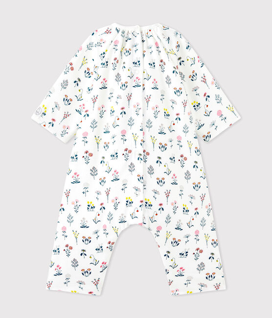 Combinaison bébé fille en tubique imprimé blanc LAIT/blanc MULTICO