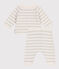 Ensemble bébé deux pièces en tricot laine et coton blanc MARSHMALLOW/ MONTELIMAR