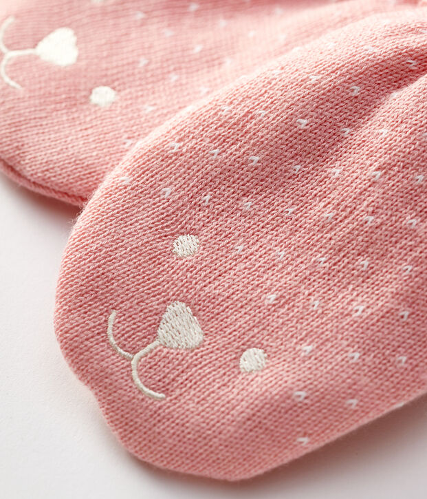 Babywanten gevoerd met microfleece roze