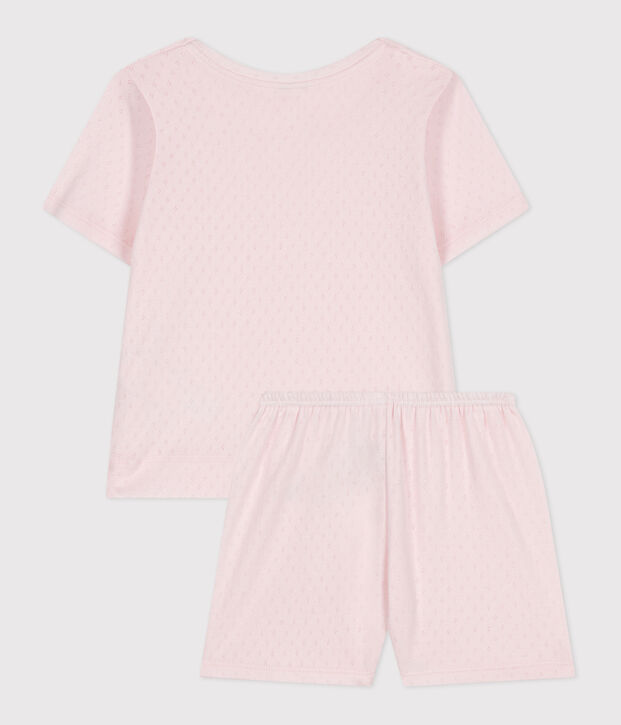 Pyjama short enfant en coton rose clair