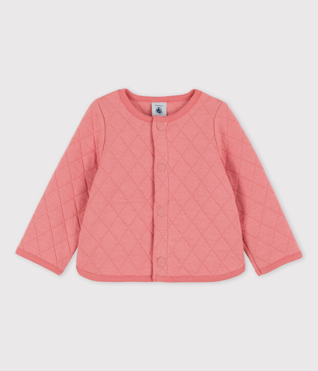 Babyvest in doorgestikte tubic roze