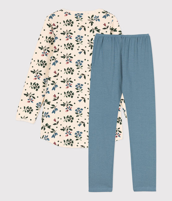 Nachthemd en legging met bloemen voor meisjes in molton en katoen wit AVALANCHE/ MULTICO