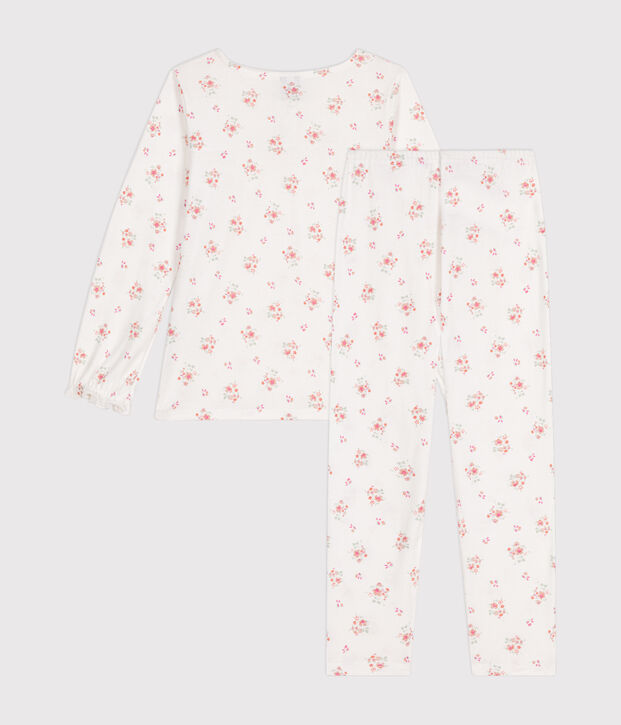 Katoenen kinderpyjama met bloemenprint wit/multicouleur