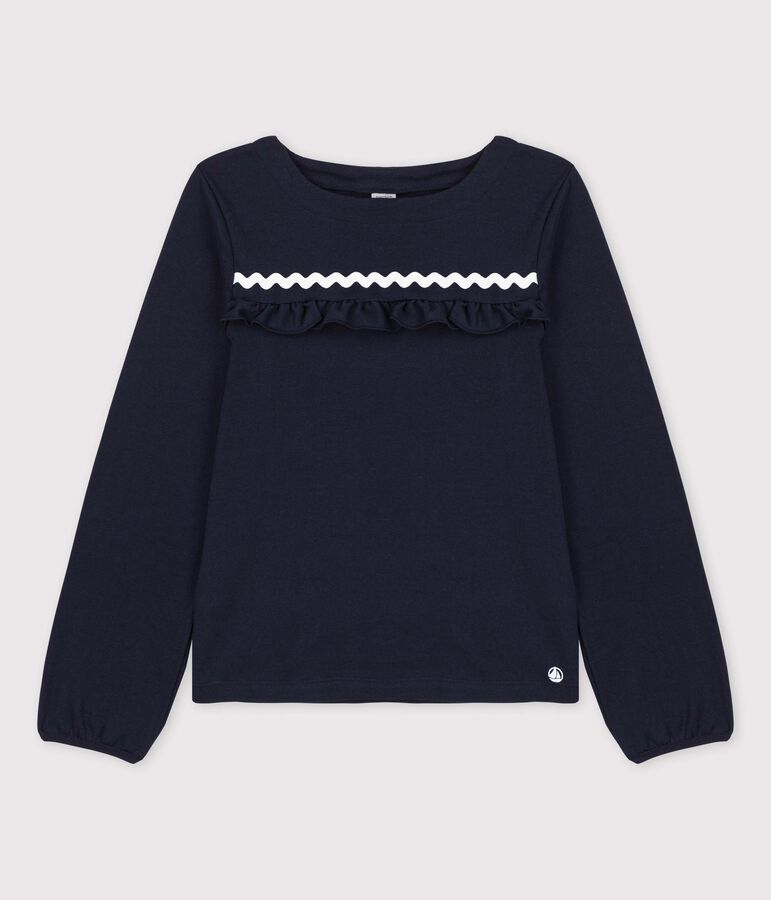 T-shirt met lange mouwen uit katoen voor meisjes blauw