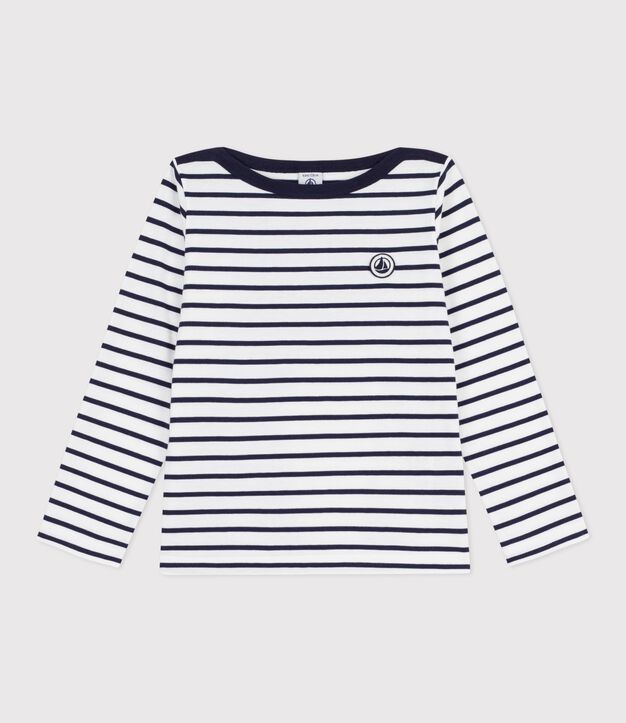 Marini&egrave;re iconique enfant en coton &eacute;pais blanc/bleu