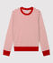 Marinière Dames t-shirt van katoen wit MARSHMALLOW/rood TERKUIT