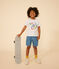 T-shirt met print van lichte jersey voor jongens wit MARSHMALLOW