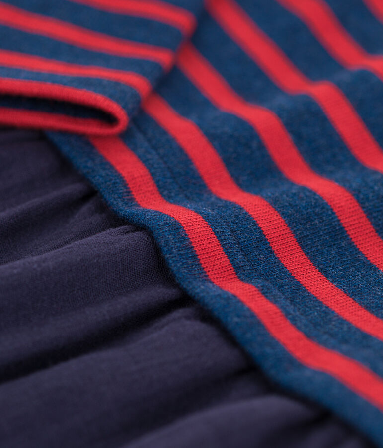 Jurk met lange mouwen van twee materialen voor baby's blauw SMOKING/ LITTORAL