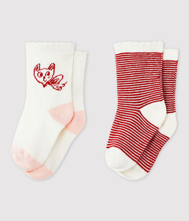 Lot de 2 chaussettes &agrave; motif b&eacute;b&eacute; fille multicouleur