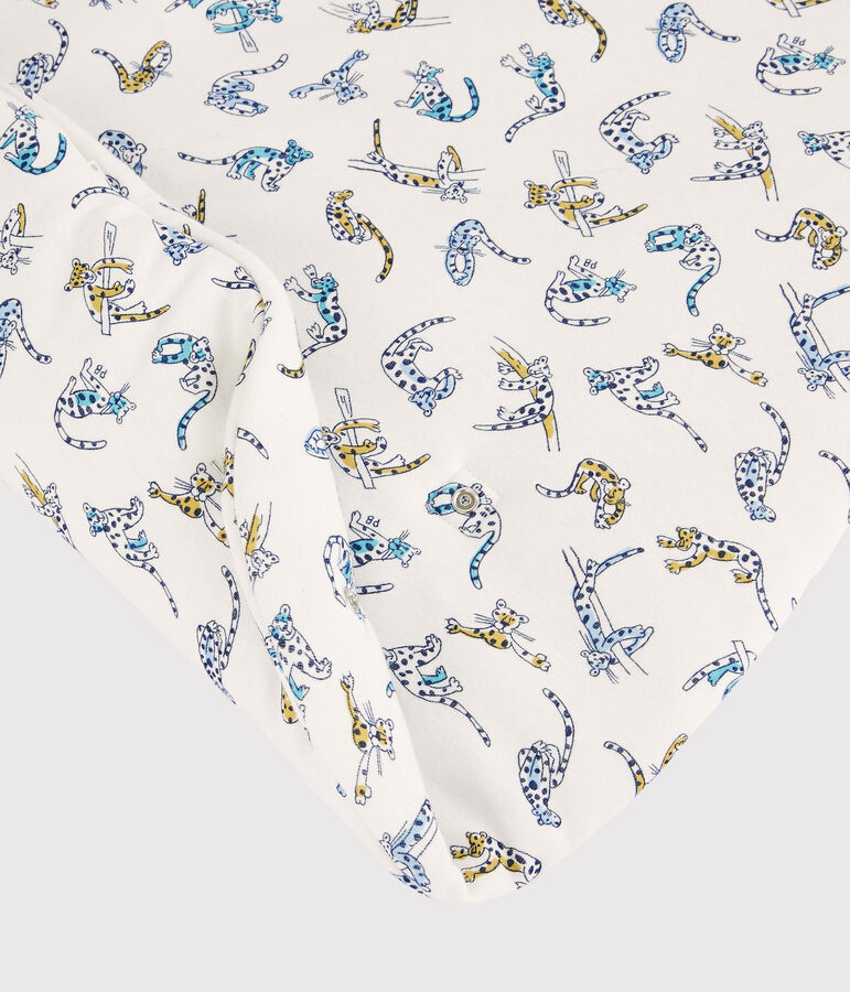 Trappelzak met panterprint van biologisch katoen wit/multicouleur