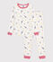 Pyjama enfant en coton jambes très ajustées imprimé blanc MARSHMALLOW/blanc MULTICO