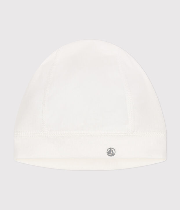 Bonnet naissance b&eacute;b&eacute; en c&ocirc;te blanc