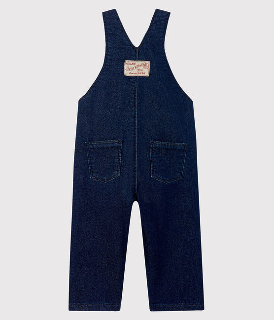 Tuinbroek voor baby's in denim molton blauw JEAN
