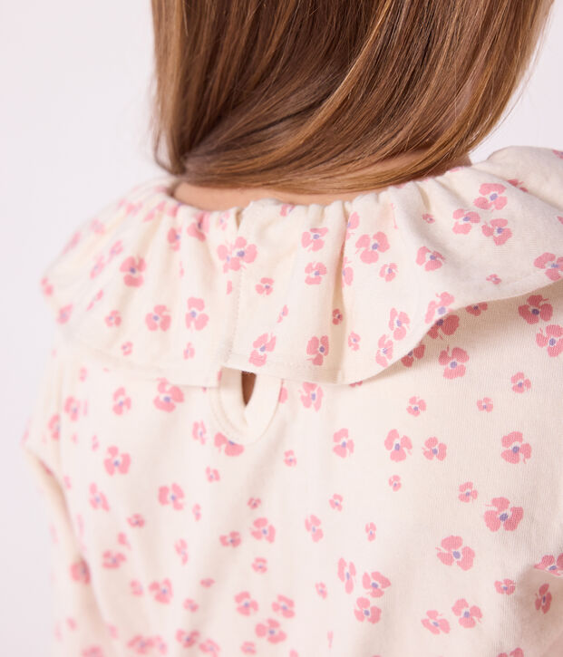 Katoenen T-shirt met lange mouwen en print voor kinderen ecru/multicouleur