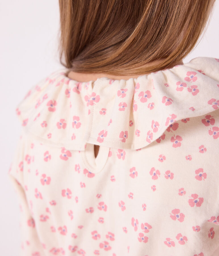 Katoenen T-shirt met lange mouwen en print voor kinderen ecru/multicouleur