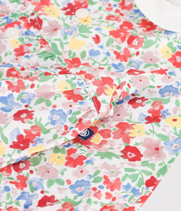 Combinaison courte b&eacute;b&eacute; en coton imprim&eacute;e &agrave; fleurs blanc/multicouleur