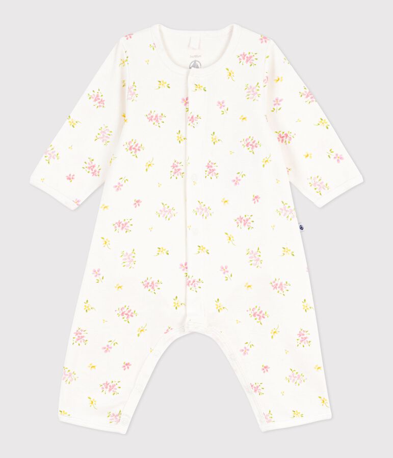 Bodyjama b&eacute;b&eacute; sans pieds en coton imprim&eacute; fleuri blanc MARSHMALLOW/blanc MULTICO