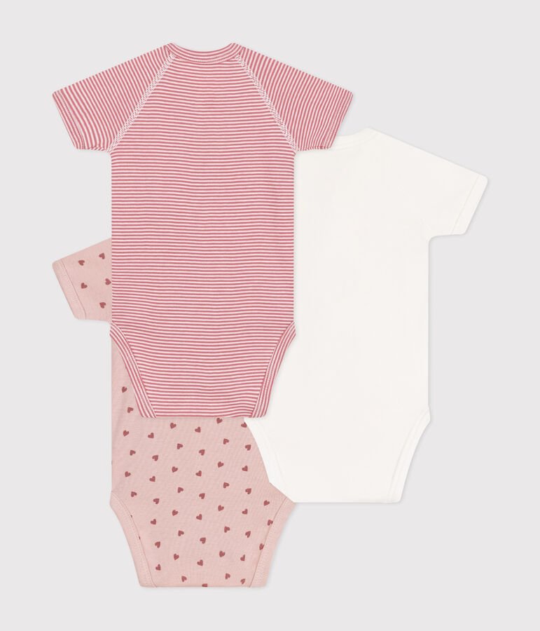Lot de 3 bodies crois&eacute;s manches courts en coton b&eacute;b&eacute; multicouleur