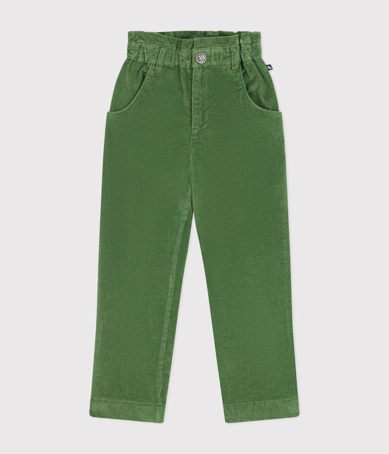 Pantalon en velours enfant fille vert PALMERAIE