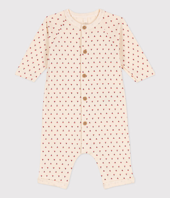 Combinaison longue imprimée bébé en tubique en coton blanc AVALANCHE/ MULTICO
