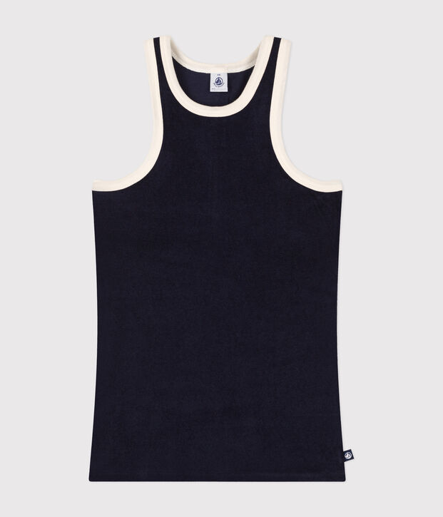 D&eacute;bardeur en coton &eacute;ponge femme bleu marine
