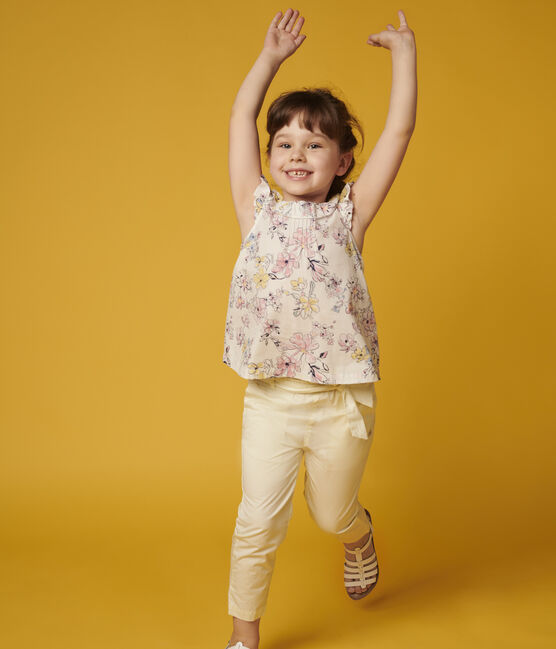 Twill broek voor meisjes geel CITRONEL